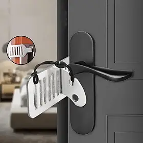 Trava para porta fechadura hotel, airbnb, quarto. Segurança portátil e com regulagem, aço inoxidável resistente.