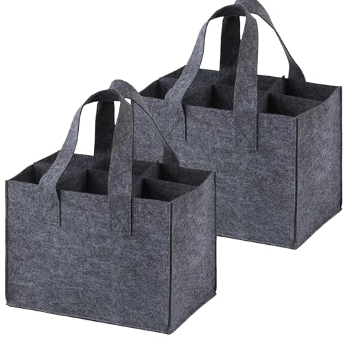 ClcIosis 2 unidades de soporte para botellas, 6 botellas, cesta para bebidas, bolsa de fieltro, para 6 botellas, fiesta, pícnic, bebidas, etc, gris, moderno
