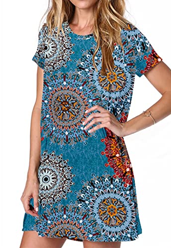 Image of Alaster Women's Casual Summer T Shirt Dress Loose Short Sleeve Tunic Dress with Pocket for Women