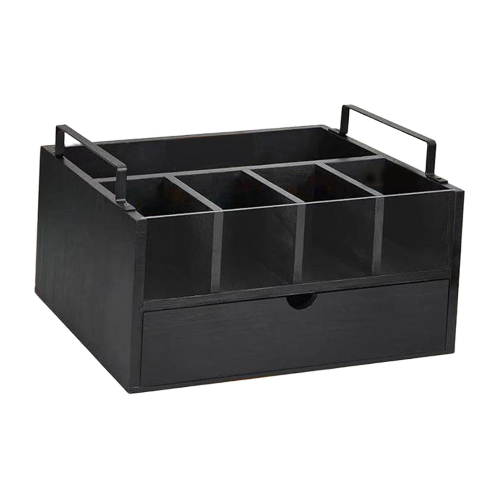Coffee Stat nizer Drewniany uchwyt na kapsułki z 5 kartonami i pojemnikiem 34 x 24,5 x 20 cm do kuchni, biura, kawiarni, idealne akcesorium do kawy dla schludnego Sto