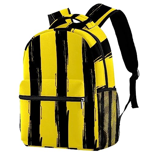 Sac à dos classique léger femme grand format rayures abeilles jaune noir pour ordinateur
