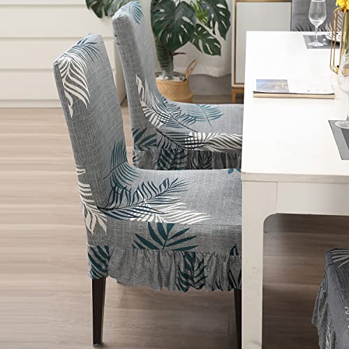 Image of Hokipo Elastic Dining Chair Frill Cover Protector Seat Slipcovers (Ar-4074-D7) - Grey