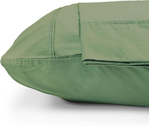 LINENWALAS Juego de 2 fundas de almohada de algodón percal, tamaño King, juego de fundas de almohada de algodón percal de alta calidad para