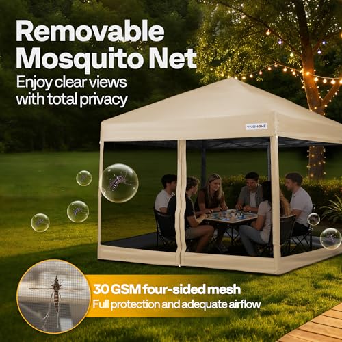 Image of VIVOHOME 8x8ft Outdoor Screen Tent with Mosquito Netting