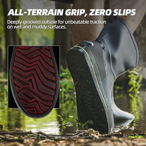 Men's Waterproof Rain Boots – Anti-Slip PVC Rain Work Boots with Reinforced Toe & Heel – Durable Lightweight Ankle Boots for Fishing, Gardening, Farm, Boat & Outdoor Jobs4