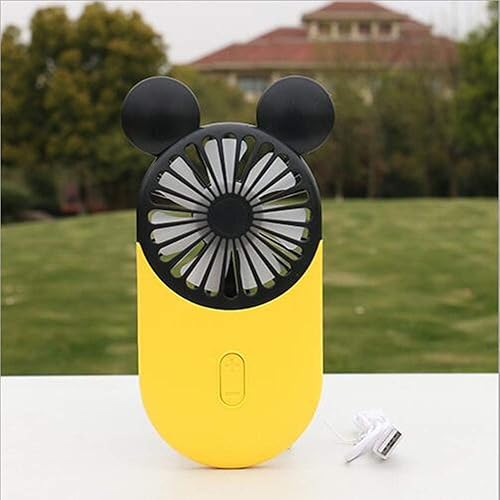 Miniatura 5 de Kbinter Lindo mini ventilador personal ventilador recargable USB portátil y portátil con hermosa luz LED 3 velocidades ajustables soporte portátil