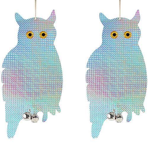 Beauenty 2pcs Bird Scare Reflective Owl Holographic Reflective Woodpecker Bird Repellent Fake Owl Garden Supplies