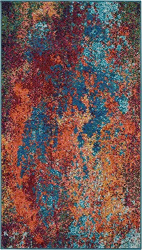 Nourison Celestial Red/Blue Atlantic 2'2" x 3'9" Area Rug, Contemporary,