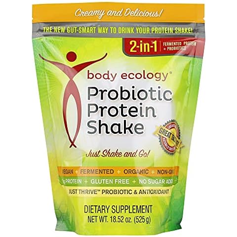 Body Ecology Probiotic Protein Shake Powder | Fermented Protein Dietary Supplement | Non-GMO | Gluten Free | Soy Free | No Sugar Added | 15g of Protein | Protein Powder | Resealable 18.52 OZ Cover