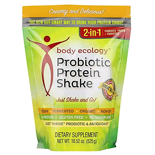 Body Ecology Probiotic Protein Shake Powder | Vegan, Fermented, Organic, Non-GMO, Gluten Free, Soy Free, Dairy Free, No Sugar Added | 15g of Protein | 23 Servings