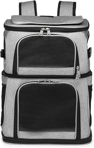 KryZaro 二段式ペットリュック カート兼用 耐荷重8.5kg ブラックグレー 犬猫兼用 中・大型猫用 小型犬用 うさぎ用 ペットキャリーバッグ 旅行・通院・アウトドア適合 ペット用品