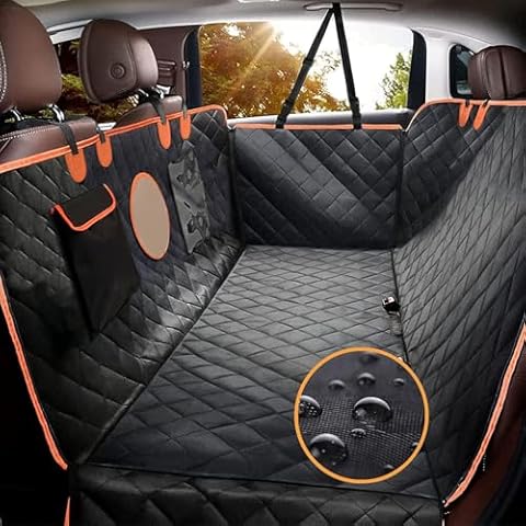 VkingMoR Back Seat Extender for Dog Hard Bottom 7 Layers Design Car Seat Cover Back Seat Holds 460lbs Nonslip Waterproof Dog Hammock for Car SUV Truck, Large Space Dog Back Seat Covers Travel Cover