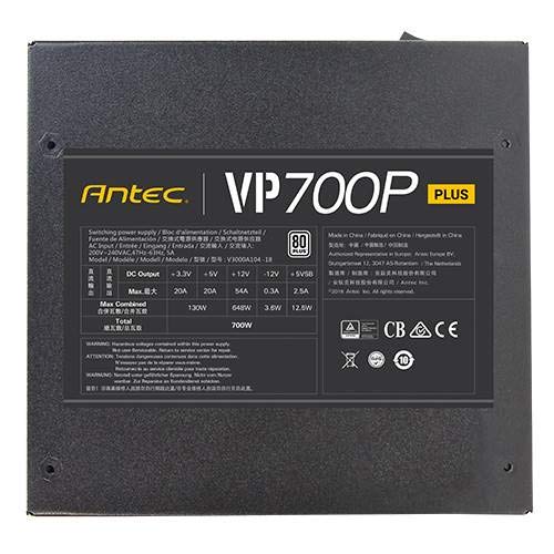 Antec VP700P Plus EC alimentatore per computer 700 W ATX Nero