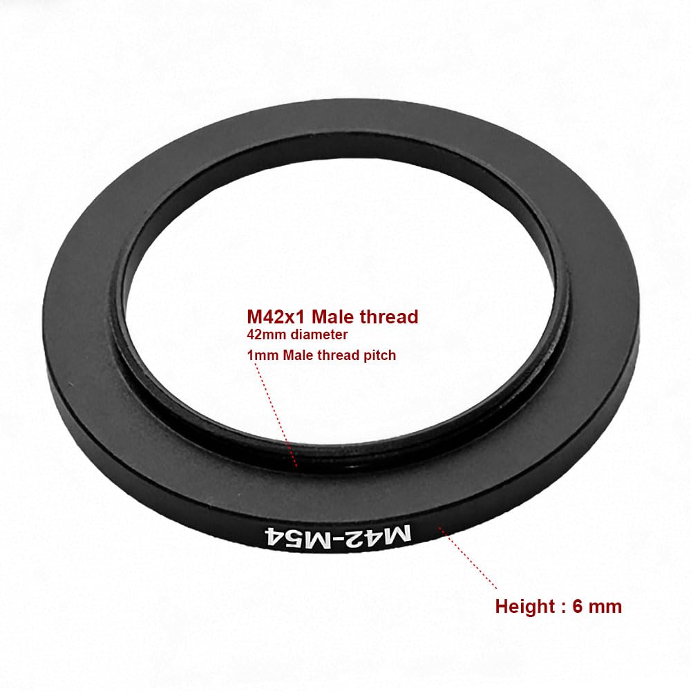 Bague d'adaptation M42 vers M54 mâle vers femelle 42 mm M42 1 mm T2 vers 54 mm M42-M54 Step-Up pour filtre d'objectif télescope