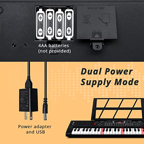 Glarry 54 Lighted Keys Kids Electric Keyboard Piano For Beginners Portable Music Keyboard Baby Christmas Gifts With Music Stand, Microphone, Power Supply, Headphone #TOP5