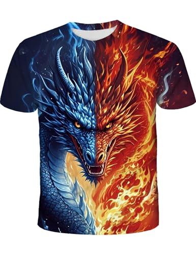 Wuiliy 3D Pattern T Shirt for Men Casual Printed Short Sleeve Animal Graphic Tee