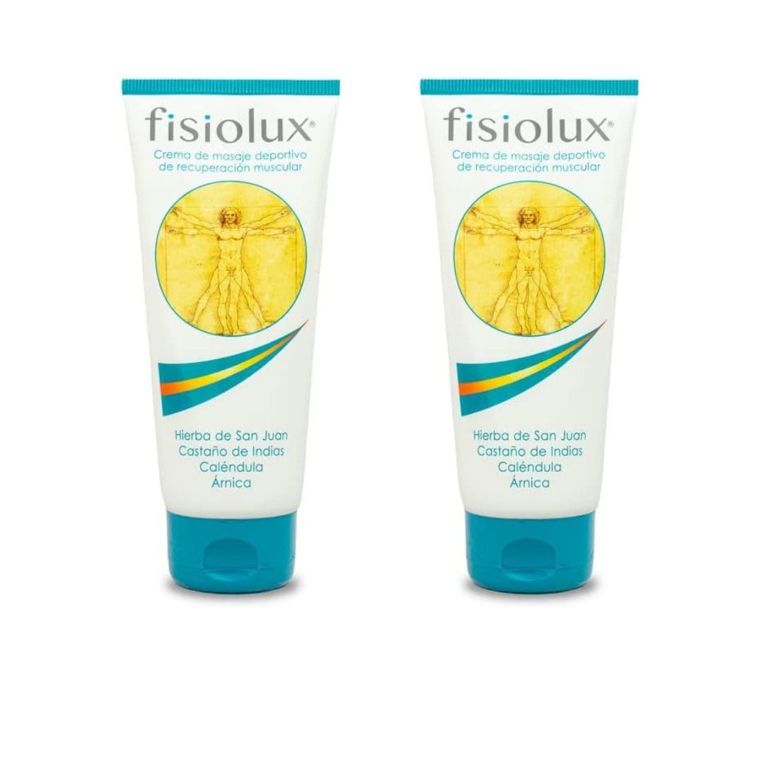 Crema Fisiolux Para Masaje Deportivo Y Recuperación Muscular 200 Ml Alivio en Golpes Inflamación Artrosis Artritis Pack 2 Unds + Pack 2 UNds Roll ON Rescu Gel