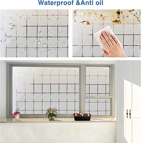 Image of HOME13 Frosted Glass Film Window Privacy Film Decoartive Frosted Window Film Heat Control Frosted Glass Sticker for Home & Office (24 x 196 Inch, Square)