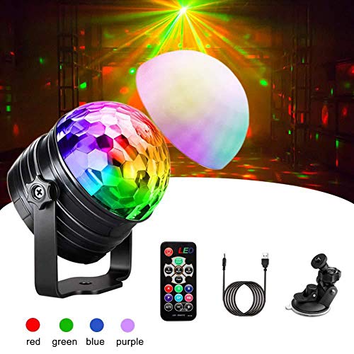 Disco Light 7 RGB-Farbwechsel, mit Stimmungslichtmodus, dimmbarer Funktion, 2-in-1-Sound-aktiviertes Disco-Ball-Licht für Party-Kindergeburtstags-Schlafzimmer [USB-betrieben, Fernbedienung]