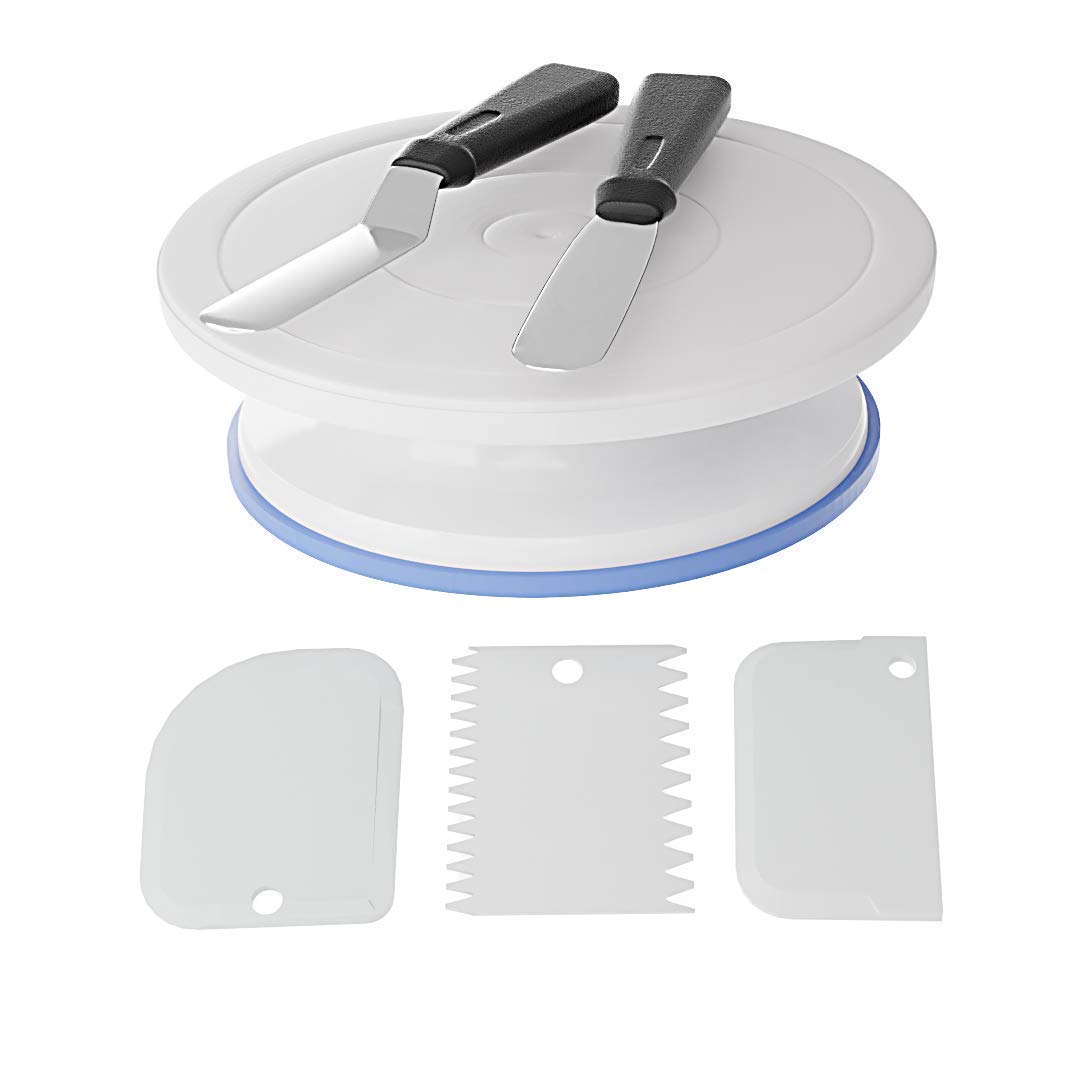 Heria 6 Pcs Cake Making Supplies, 11 Inch Rotating Cake Turntable for Decorating Rotating Cake Stand, Cake Decorating Turntable, Cake Spinner, Cake Decorating Supplies, Cake Decorating Tools