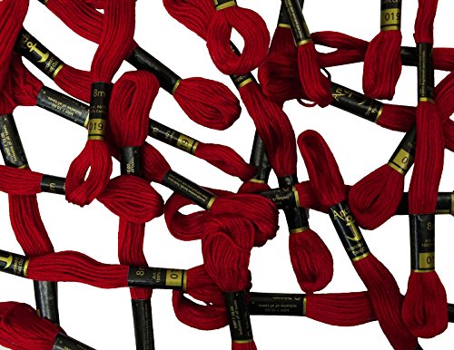 Image of Cross Stitch Hand Embroidery Thread Stranded Cotton Craft Sewing Floss 25 Skeins-Ruby Red
