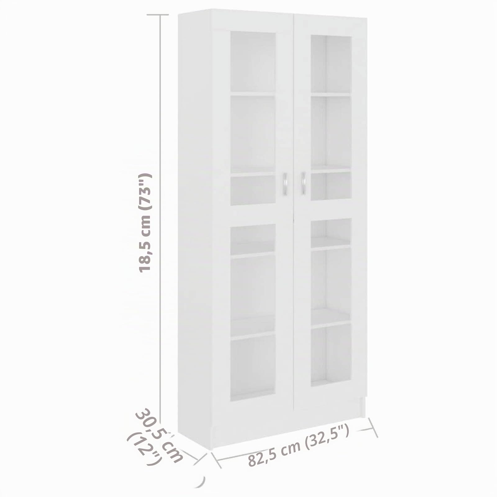 Gecheer Vitrina de coleccionista,Vitrina de Cristal,Armario Vitrina,Vitrinas de salón Vitrinas de exposición Librerías de salón de aglomerado Blanco 82,5x30,5x185,5 cm