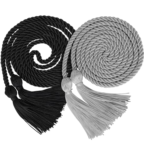 Image of GraduationMall Double Graduation Honor Cords Black & Silver 68 inch