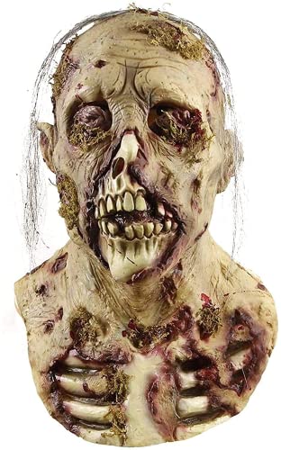 Bstask Máscara de zombi sangrienta con el pelo aterrador Walking Dead espeluznante disfraz de...