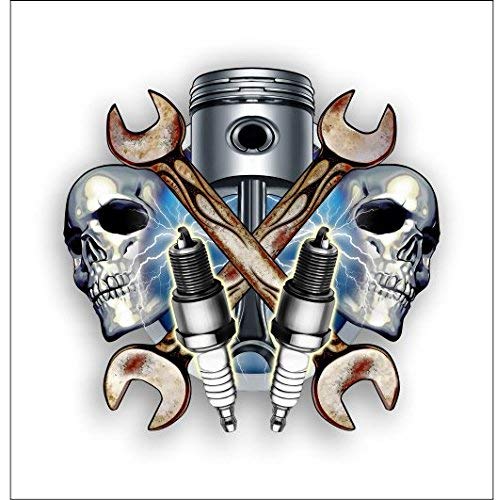 Skulls and Piston Car Stickers Decals Waterproof Car Styling Bumper Stickers for Car Body Door Window Stickers Vinyl 5"