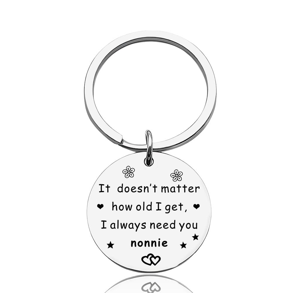 Mothers Day Gifts for Nonnie Keychain for Nana Grandma Birthday Gifts for Mimi Grammy Keyring Gift for Grandmother Nanny Nana Retirement Gift for Grandmother Gigi, Silver, S