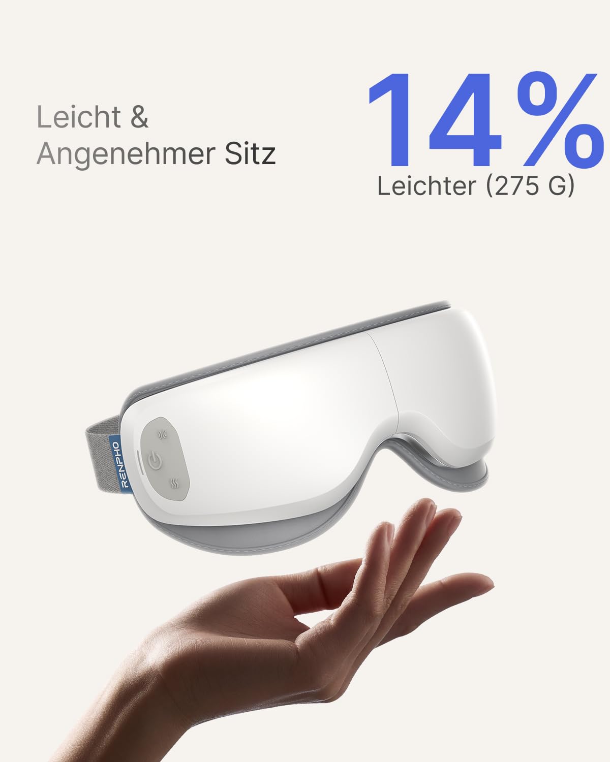 RENPHO Ultra-leises Augenmassagegerät mit Wärme, Personalisierte Geschenk für Sie, Leichte beheizte Augenmaske, Gesichtsmassagegerät für trockene Augen, Schlaf verbessern Eyeris Zen