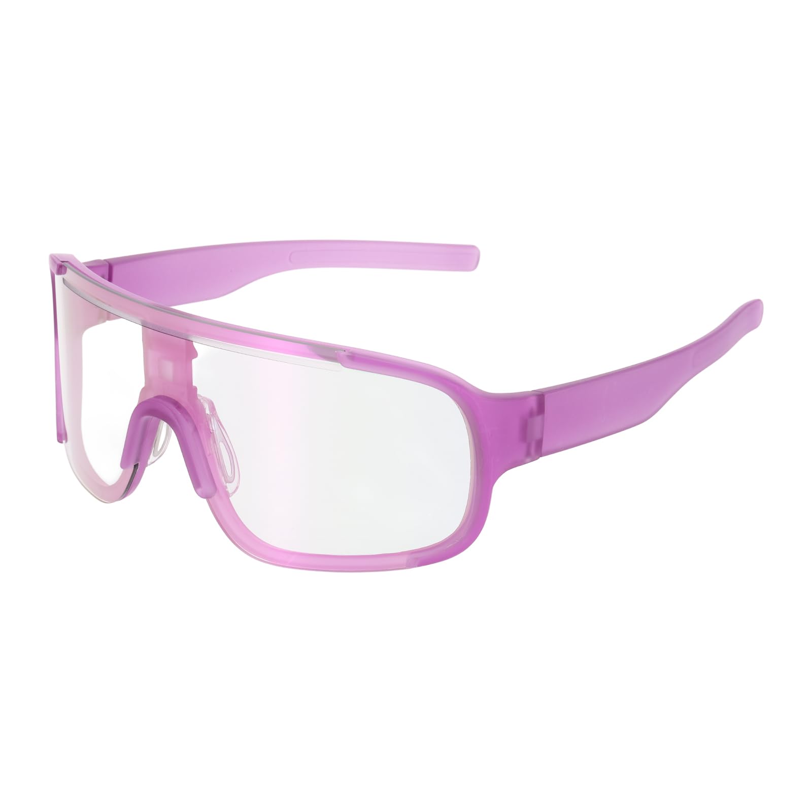sourcing map Polarized Sports Sunglasses for Men Womens, UV400 Protection 16g Lightweight Cycling Sunglasses for Running Skiing Fishing Goggles, Purple Frame Clear/Purple