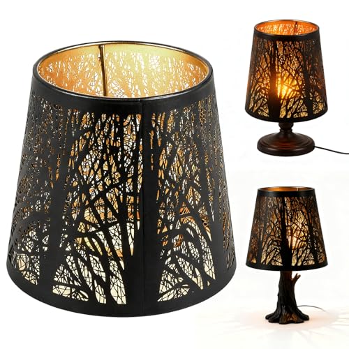 Pantalla para lámpara de mesa, pantallas de metal E27 con sombra de árboles, pantalla vintage de hierro, diseño hueco para lámparas de pie, lámpara colgante, decoración de dormitorio, 19 x 15 x 13 cm