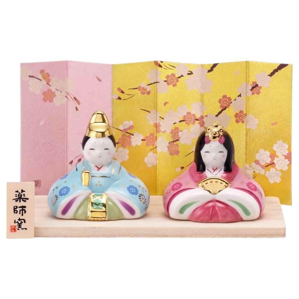 Amazon.co.jp: 雛人形 コンパクト 陶器 小さい 可愛い/彩絵華小紋雛