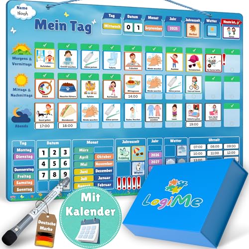 𝐋𝐨𝐠𝐢𝐌𝐞® Tagesplaner mit Kalender [241 MAGNETE] -...