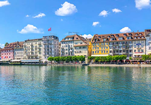 imPUZZibLE Puzzles - Lucerne Waterfront - Difficult 1000 Piece Jigsaw Puzzle for Adults, Teens, Kids - Hard - Best Pieces for Adult and Kids - Hobbies - Bucketlist Locations
