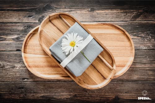 Speshh Acacia Wooden Serving Trays Set Of 2 - Rectangular Oval Shaped Wood Plates For Charcuterie Cheese Bread Fruit Vegetable Dip Sushi thumb #6