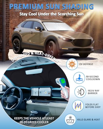 Image of Sun Shade for CX-30 Windshield Sunshade Custom fit for Mazda CX30 2019-2025 2026 Car Accessories Foldable Front Window Cover Retractable Shield Visor Protector Keep Interior Cool Blocker
