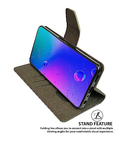 Image of SBMS Flip Cover Back Case Cover for Vivo Y02 with Magnatic Closure | Inbuilt Stand | Card & Money Pocket (Mat Black)