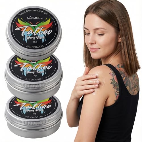 Pacote com 3 pomadas iluminadoras de tatuagem – protege, suaviza e revive a cor para tinta fresca e envelhecida (14,2 g cada)