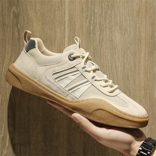 Mens Fashion Breathable Mesh Leather Lace Up Sneakers Casual Low Top Soft Beef Tendon Non Slip Sole Walking Driving Daily Shoes3