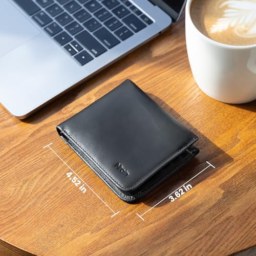 Full Grain Genuine Leather Wallet for Men | Minimalist Style | RFID Blocking | Bifold | Coin Pocket | Ultra Slim | Gift for Him (Wax Black)3