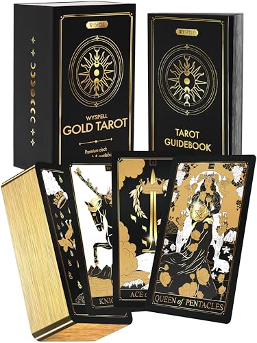 Wyspell Gold Tarot Cards with Guide Book - 78-Card Unique...
