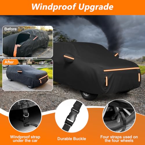 Image of Car Cover for Chevy Suburban 1973-2026, Waterproof PEVA and Cotton Cover Outdoor Full Car Covers with Zipper Windproof Heavy Duty All Weather with Wind, Sun, UV and Dust Protection