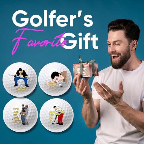 Artsotroly 4 Stück lustige Golfbälle zum Geburtstag, originelles Geschenk für Vater, Kollegen, Golfer und Golfbegeisterte - Weiß