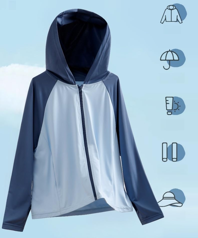 Image of Toddler Sun UV Protection Cartoon Hoodie Kids Sunscreen Lightweight Jacket Outwear For Summer