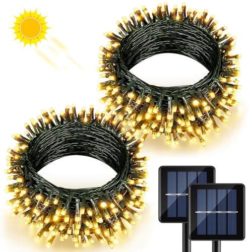 2 Pack Solar String Lights Outdoor Waterproof, 80FT 240 LED String Lights for Outside, 8 Modes Green...