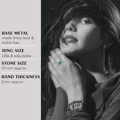 Rose Quartz, Moonstone, Round Gemstone Rings, Sterling Silver 92.5, Assorted Stones, 10 mm, Adjustable Shank US Scale Size 6-84