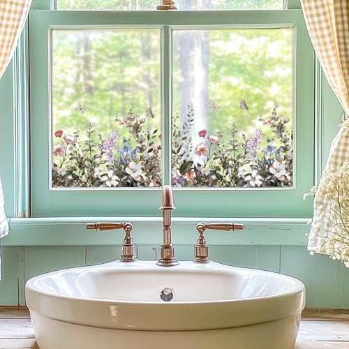 Floral Window Film, Spring Tropical Window Clings, 11.81''x35.43'' miniatura 4