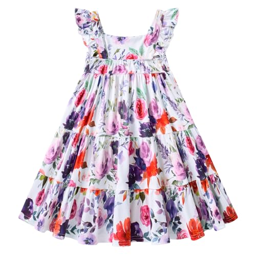 Image of Vieille Toddler Girls Summer Dress Ruffle Casual Beach Sundress 2-8 Years